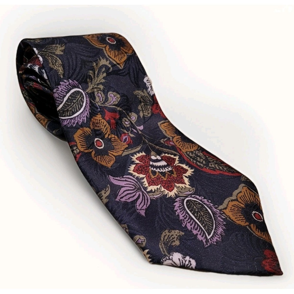 Vintage Luxury Woven Jacquard Floral & Paisley Necktie - Dark Academia/Bohemian